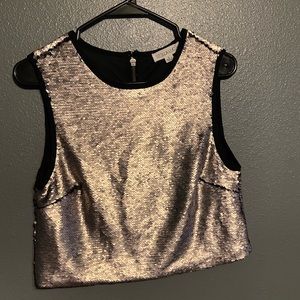 Stella Luce Reversible Sequined Crop Top